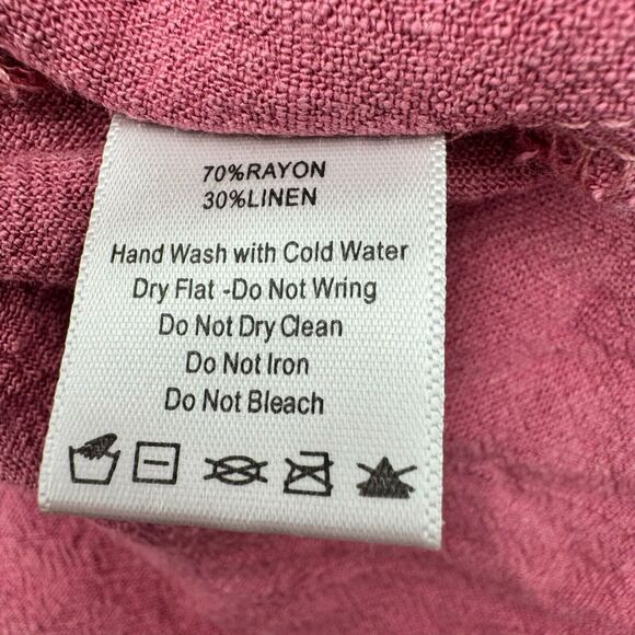 BEFORE YOU COLLECTION Women’s Large Rose Pink Linen Ruffle Crop Top Shirt Fairy - Picture 5 of 8